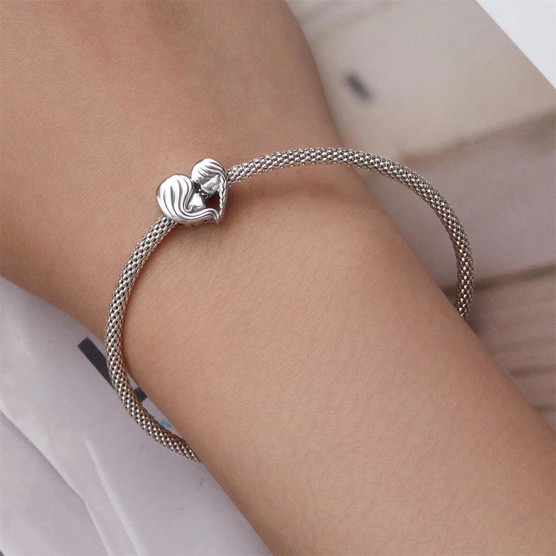 VOROCO Store 925 Sterling Silver Love Heart Charm for Charm Bracelet, Christmas Mother's Day Birthday Perfect Jewelry Gifts for Mom Grandma Daughter Friend Sister - Image 3